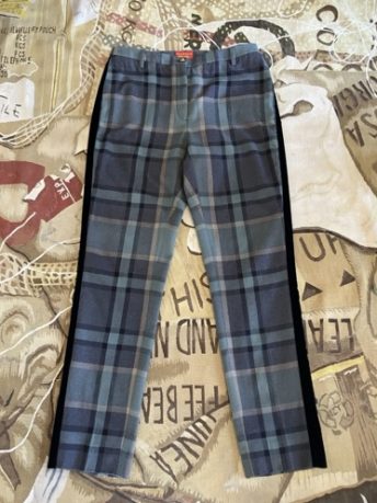 PRE-LOVED TARTAN SIDE STRIPE WOOL CHECK TROUSERS