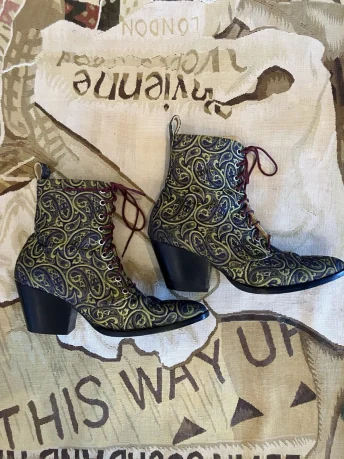 PRE-LOVED Unisex Brocade Cuban Heel Nanny Boots